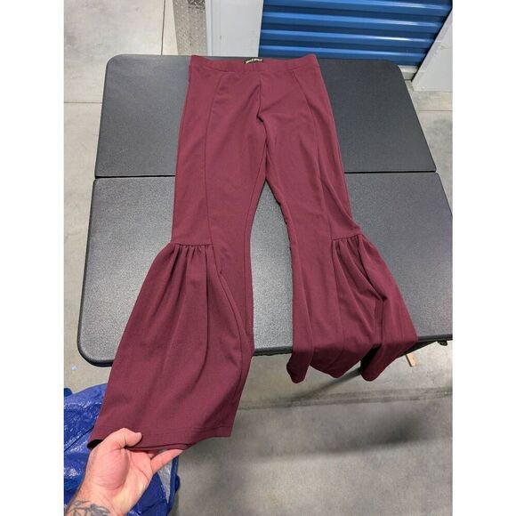 Like an Angel Burgundy Bell Bottom/Flare Pants Pull On Women's Size L - Picture 2 of 6